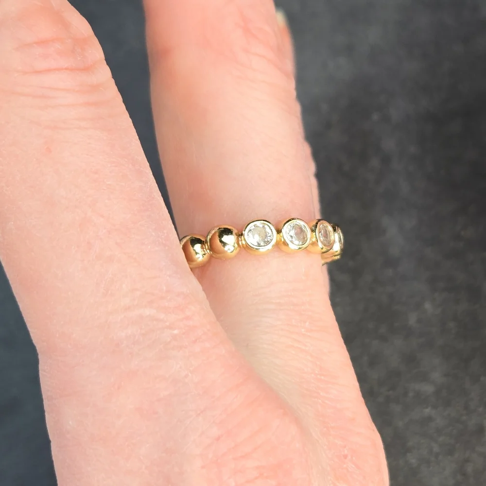 NWT CZ Bezel-Set Stacking Half Eternity Ring, Size 6